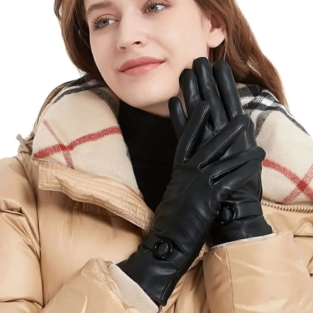 Winter Leather Gloves Black